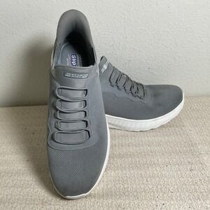 Skechers BOBS Slip-ins Sport Mens 14 Wide Grey Sneakers 118300W Hands Free